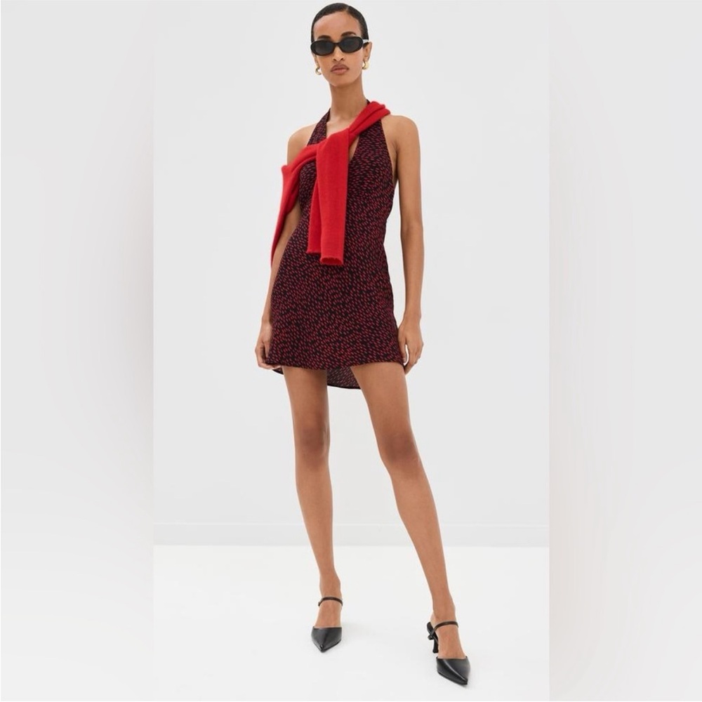 Reformation Red and Black Mini Delanie Dress - Picture 6 of 9